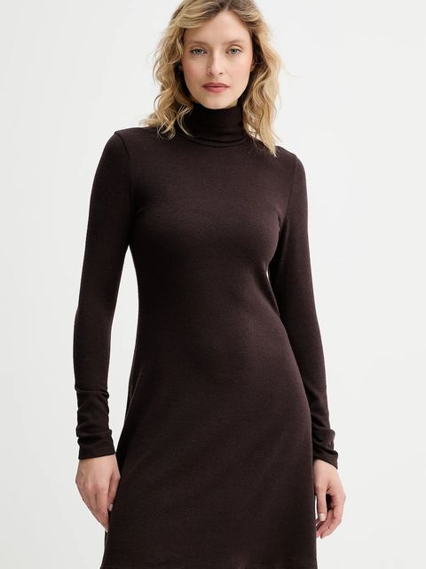 Answear.LAB sukienka kolor brązowy mini rozkloszowana