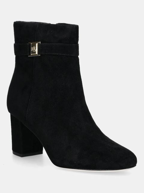 Lauren Ralph Lauren botki zamszowe Kellie Bt Hl kolor czarny na słupku 802967827001 - zdjęcie produktu nr 1