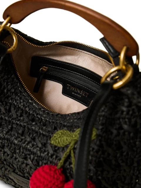 TWINSET ruffled cherry-detail tote bag - Black