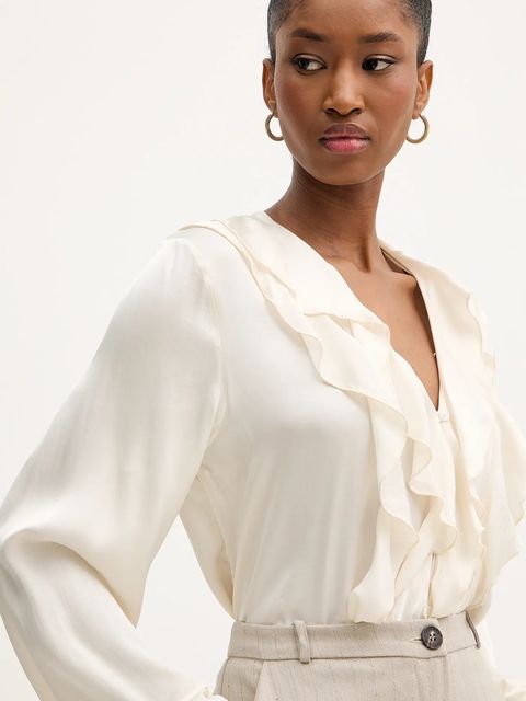 Haveone koszula damskie kolor beżowy regular CWG-P014