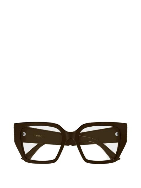Gucci Eyewear logo-lettering glasses - Brown - zdjęcie produktu nr 1