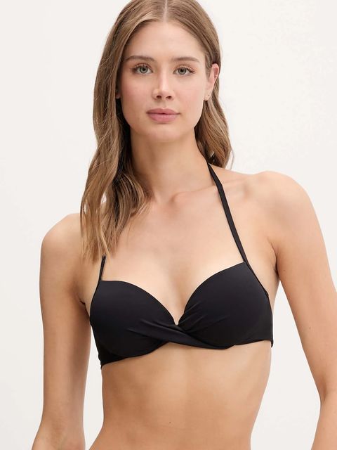 United Colors of Benetton biustonosz kąpielowy kolor czarny usztywniona miseczka 3P5H5R00Q