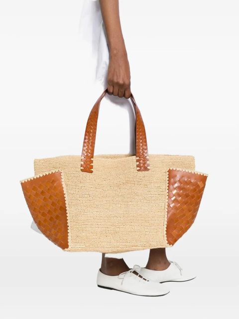 DRAGON DIFFUSION x Sovani woven-raffia leather-panel tote bag - Neutrals - zdjęcie produktu nr 1