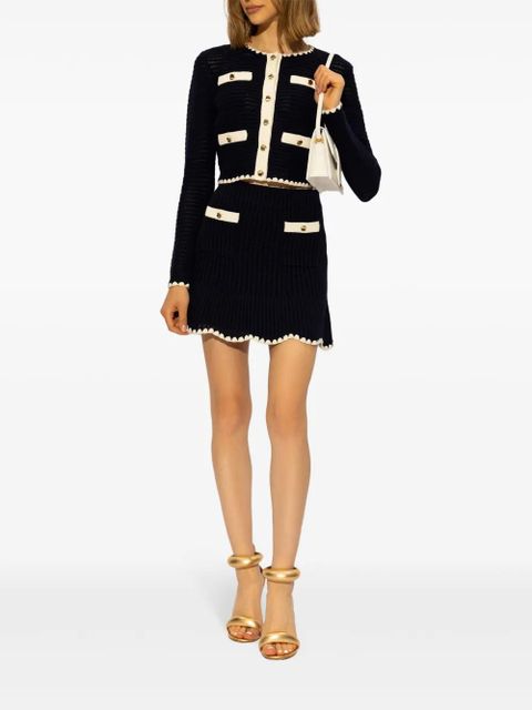 Self-Portrait crochet-knit cropped cardigan - Blue - zdjęcie produktu nr 2