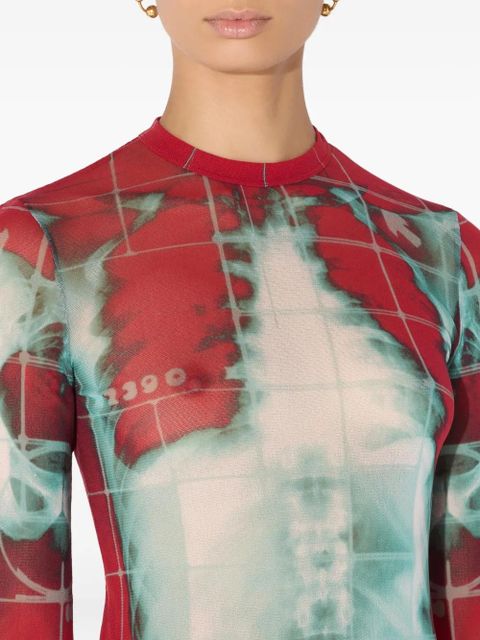 Jean Paul Gaultier Squeletor mesh long dress - Red