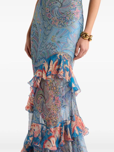 ETRO ruffled floral-print maxi dress - Blue