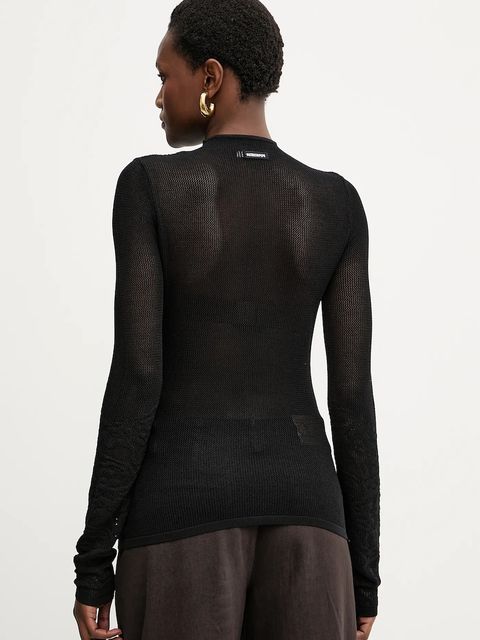 Patrizia Pepe sweter damski kolor czarny lekki z półgolfem 8K0344 K284