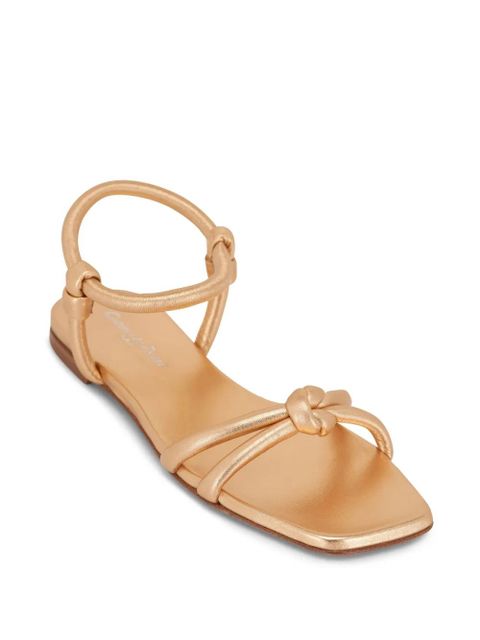 Gianvito Rossi knot-detail flat leather sandals - Gold - zdjęcie produktu nr 2