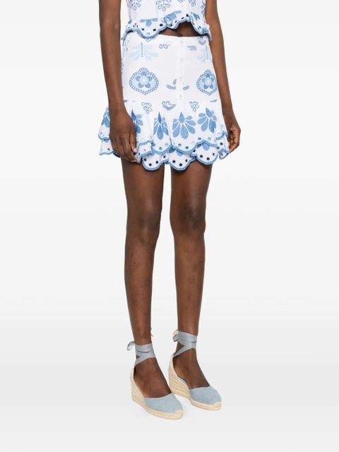 Charo Ruiz Ibiza Leora embroidered mini skirt - White