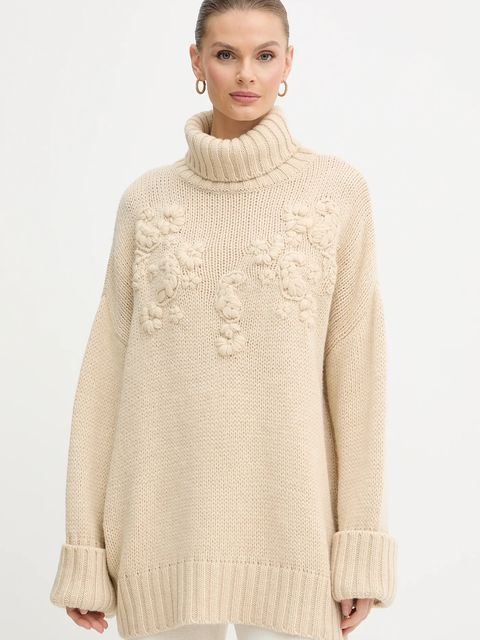 Marciano by Guess sweter z dodatkiem wełny AHLAM damski kolor beżowy ciepły z golfem 5BGR28 5895Z - zdjęcie produktu nr 1