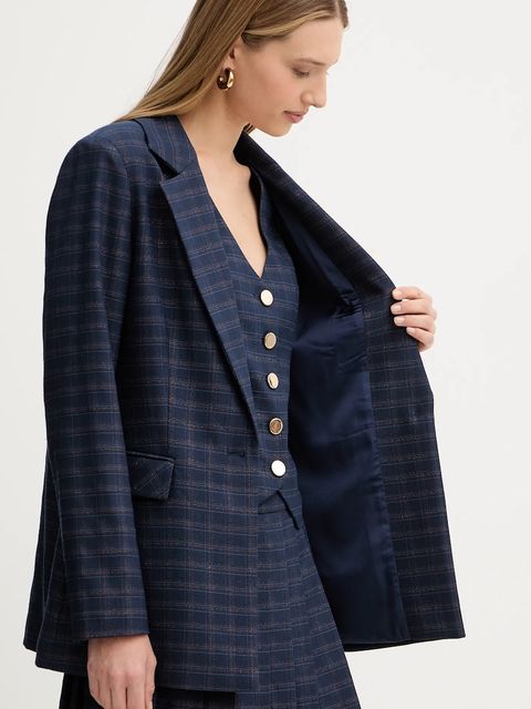 Fracomina marynarka kolor granatowy jednorzędowa wzorzysta FS25WJ3002W56195