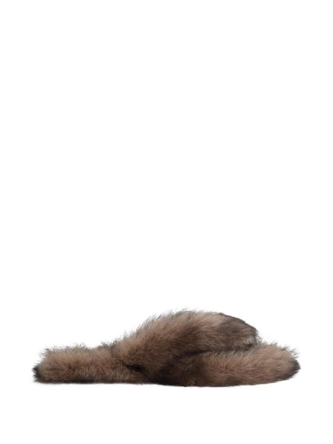 Dolce & Gabbana shearling flip-flops - Brown - zdjęcie produktu nr 1