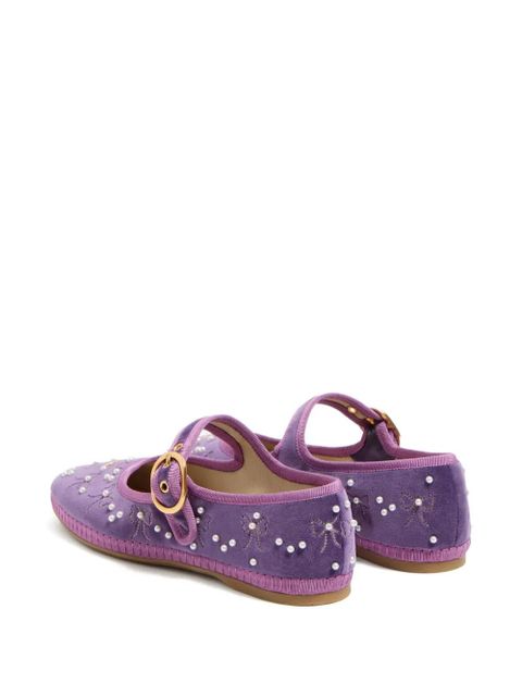 Valentino Garavani Endouce velvet Mary-Jane ballet flats - Purple - zdjęcie produktu nr 2