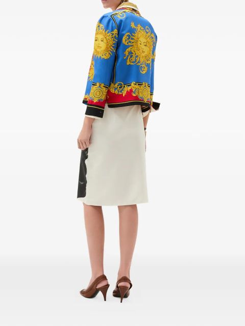 Versace printed silk-poplin pencil skirt - Neutrals