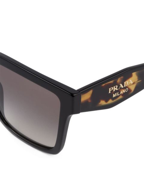 Prada Eyewear logo-plaque rectangle-frame sunglasses - Black