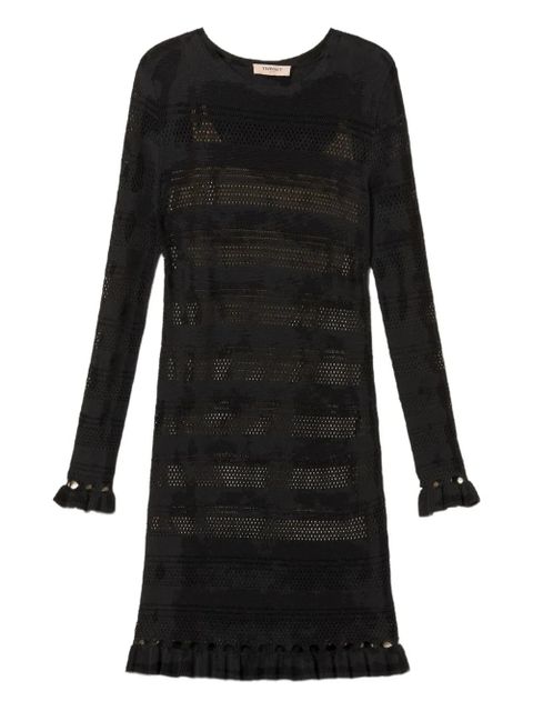 TWINSET ruffled-trim knitted mini dress - Black - zdjęcie produktu nr 1