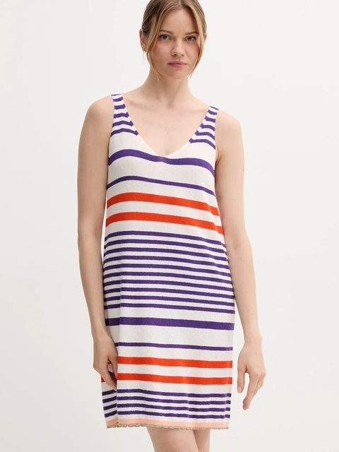 United Colors of Benetton sukienka bawełniana kolor fioletowy mini prosta 11945V006 - zdjęcie produktu nr 1