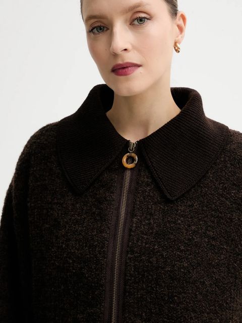 Sessun kurtka z dodatkiem wełny kolor brązowy przejściowa 25112012