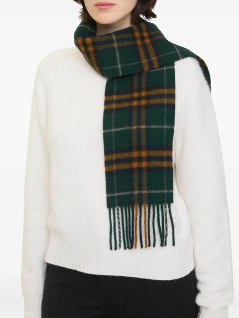 Burberry Check-pattern fringed cashmere scarf - Green - zdjęcie produktu nr 2