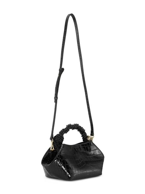 GANNI small Bou crocodile-effect cross body bag - Black