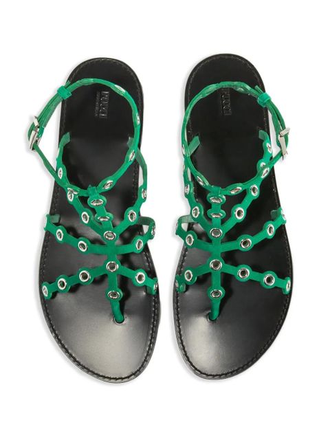 PUCCI eyelet-detail flat sandals - Green