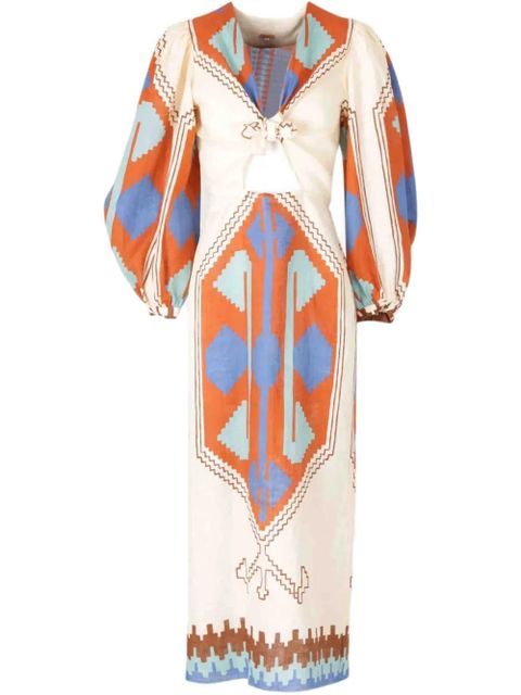 Johanna Ortiz Sailing Flags midi dress - Neutrals - zdjęcie produktu nr 1