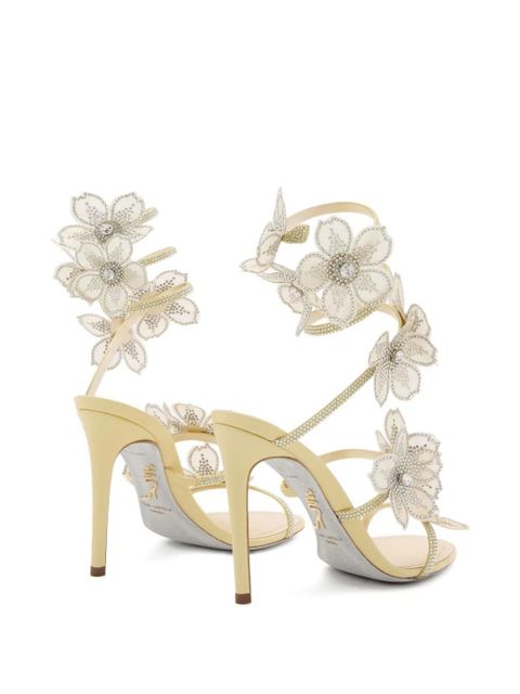 René Caovilla floral-embellished spiral sandals - Neutrals