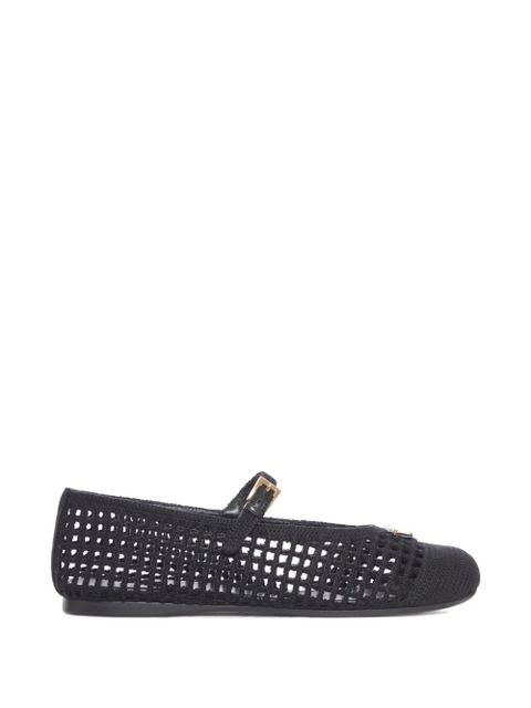 Prada crochet logo-plaque ballet flats - Black - zdjęcie produktu nr 1