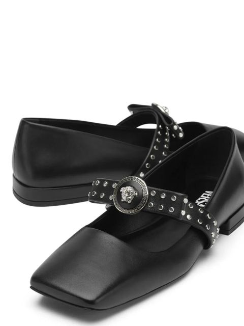 Versace Gianni Ribbon studded ballerina shoes - Black