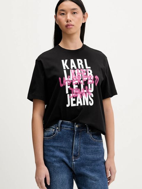Karl Lagerfeld Jeans t-shirt bawełniany damski kolor czarny B1W17057 - zdjęcie produktu nr 1