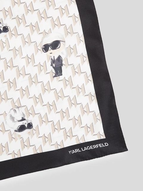 Karl Lagerfeld apaszka jedwabna IKON damska kolor biały wzorzysta A3W33066