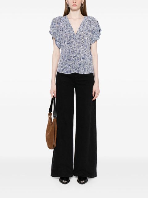 MARANT ÉTOILE Delocia abstract-print V-neck blouse - Blue