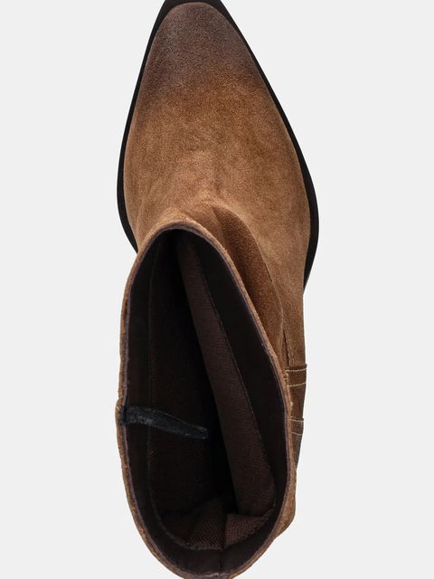 Medicine botki zamszowe damskie kolor brązowy na słupku