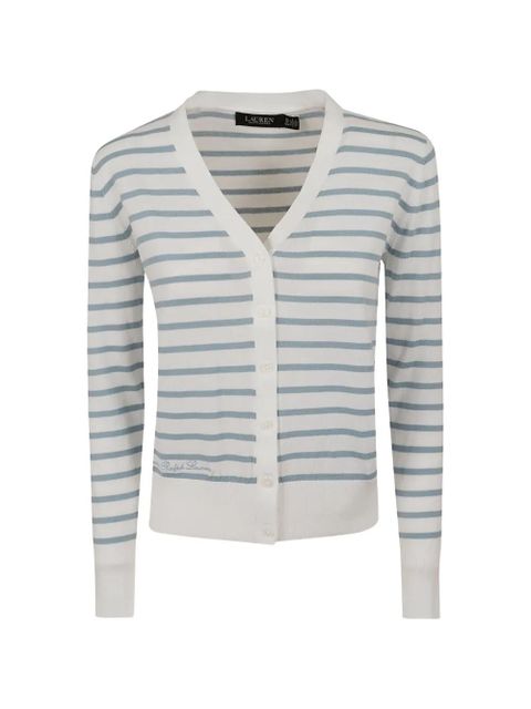 Lauren Ralph Lauren striped-pattern V-neck cardigan - White - zdjęcie produktu nr 1