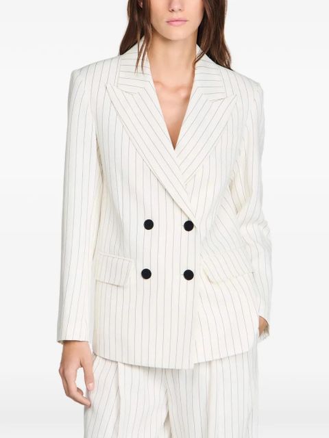 SANDRO striped double-breasted blazer - Neutrals