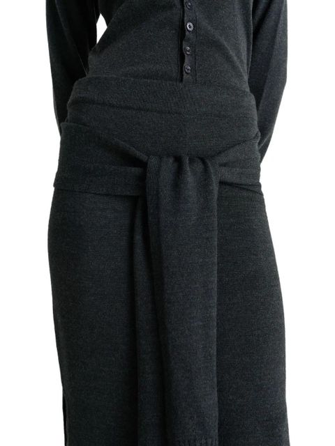 LEMAIRE tie-around ribbed midi skirt - Grey