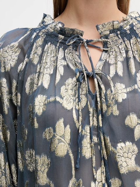 Hoss Intropia bluzka damska kolor niebieski wzorzysta 6282677