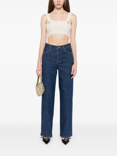 Self-Portrait logo-patch straight-leg jeans - Blue - zdjęcie produktu nr 2