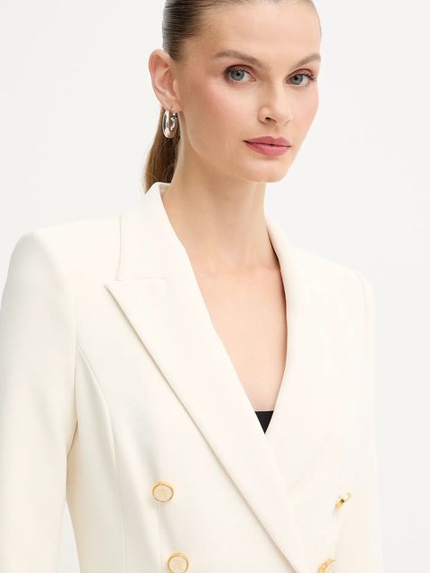 Elisabetta Franchi marynarka kolor beżowy dwurzędowa gładka GI17256E2