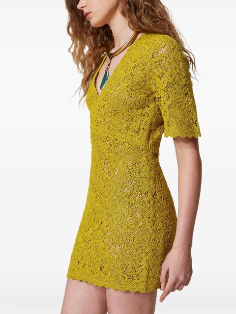 TWINSET crocheht knit mini dress - Yellow