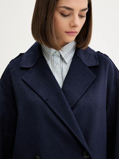 HUGO płaszcz z domieszką wełny kolor granatowy 50542299