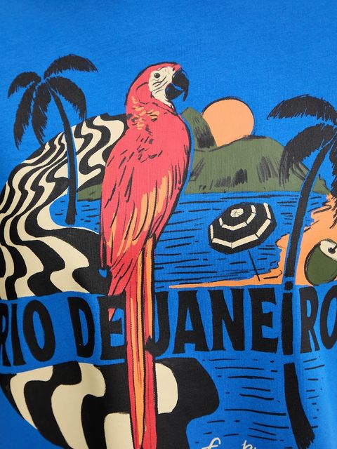 Farm Rio t-shirt damski kolor niebieski 344377