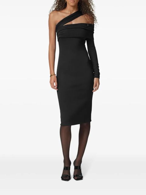 Versace one-shoulder gathered midi dress - Black