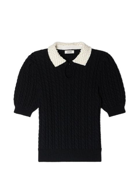 SANDRO collar-detail polo top - Black - zdjęcie produktu nr 1