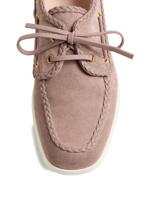 Valentino Garavani palm avenue crust nappa leather boat shoes - Pink