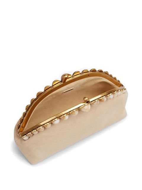 Cult Gaia Una suede clutch bag - Neutrals