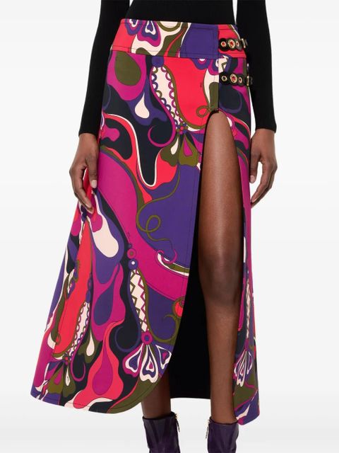 PUCCI Orchidee print buckle midi skirt - Purple