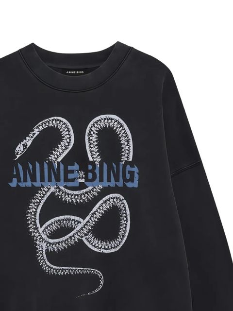 ANINE BING snake graphic sweatshirt - Black