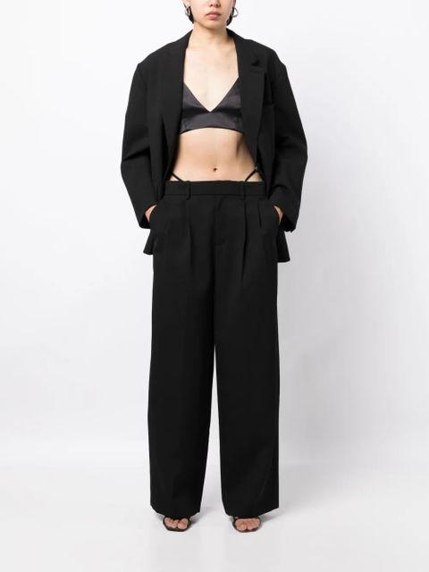 Alexander Wang logo-embellished layered wide-leg trousers - Black