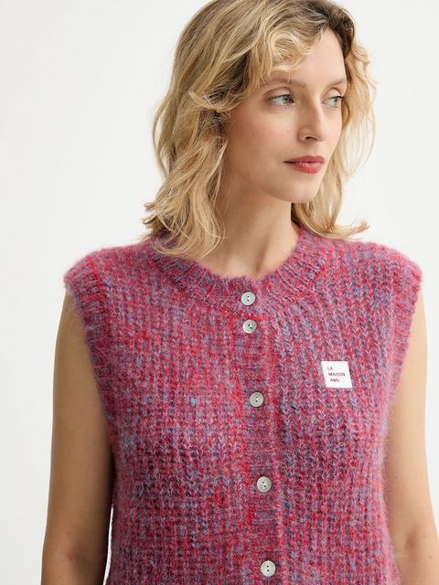 American Vintage kamizelka z dodatkiem wełny damski kolor różowy ciepły EAST19MM